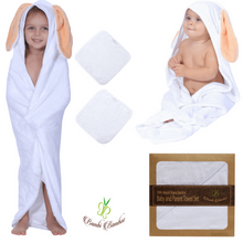 Load image into Gallery viewer, Bamboo Amber Bunny Hooded Towel &amp; 2 Washcloths
