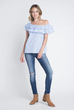 Load image into Gallery viewer, Women&#39;s Striped Off Shoulder Ruffle Stripe Blouse
