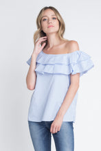 Load image into Gallery viewer, Women&#39;s Striped Off Shoulder Ruffle Stripe Blouse
