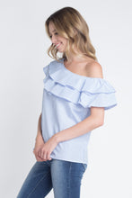 Load image into Gallery viewer, Women&#39;s Striped Off Shoulder Ruffle Stripe Blouse
