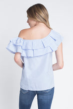 Load image into Gallery viewer, Women&#39;s Striped Off Shoulder Ruffle Stripe Blouse
